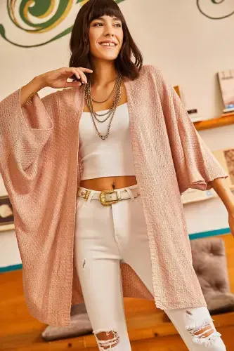 Woman Powder Batwing Spring Cardigan HRK-19000057-Powder - 5