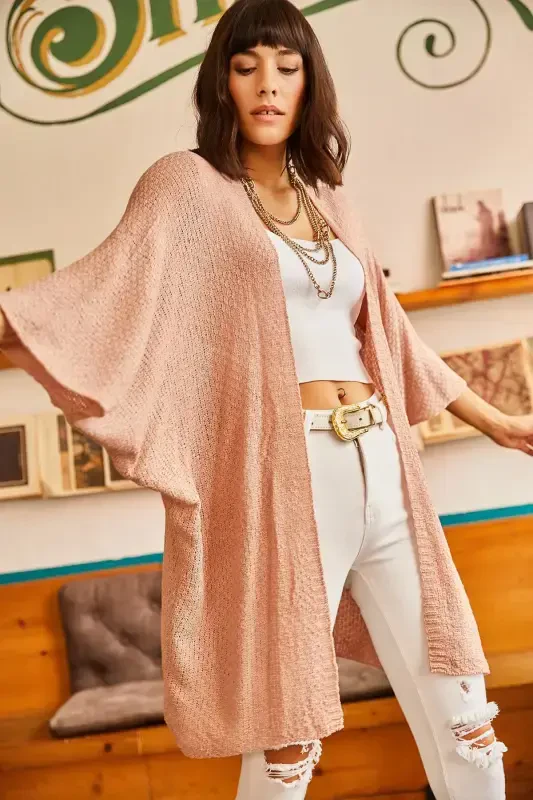Woman Powder Batwing Spring Cardigan HRK-19000057-Powder - 6