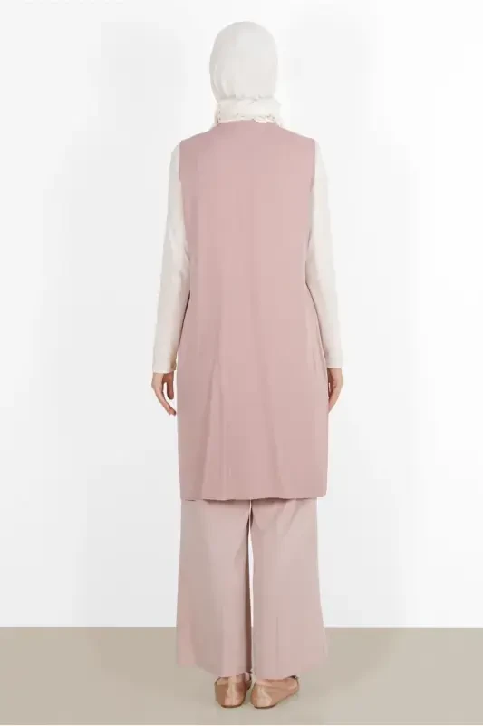 WOMAN POWDER (SALMON) EMBROIDERED POCKETS VEST 40848-POWDER (SALMON) - 3