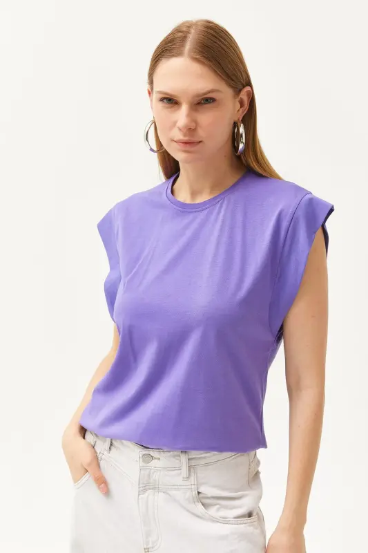 Woman Purple Arm Detail Bat T-shirt TSH-1 - 3