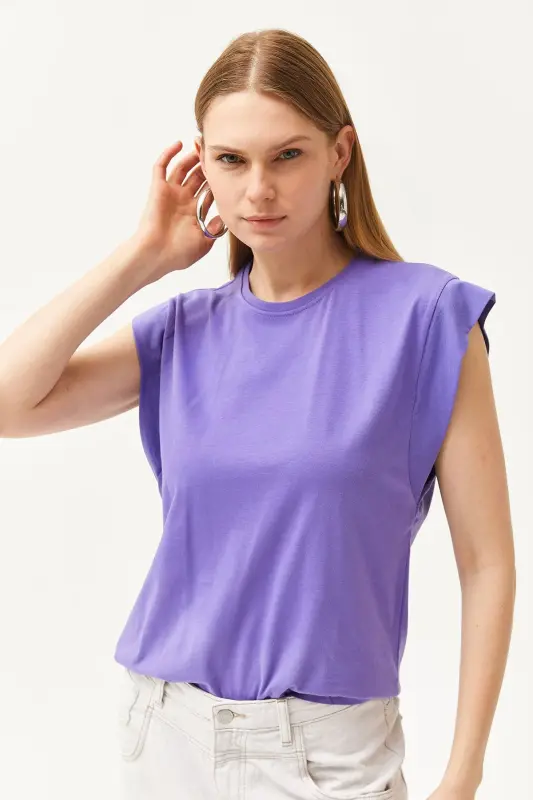 Woman Purple Arm Detail Bat T-shirt TSH-1 - 4