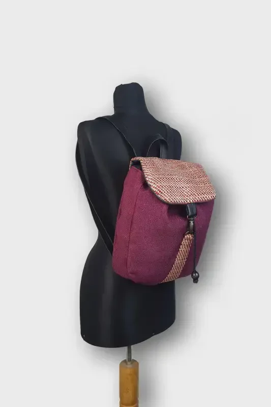 Woman Purple Handmade Backpack-Purple - 2