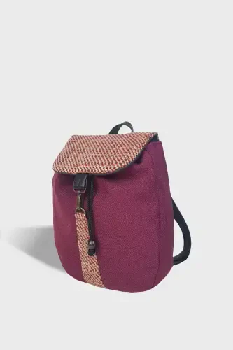 Woman Purple Handmade Backpack-Purple - 5