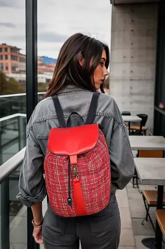 Woman Red Backpack-Red - 5