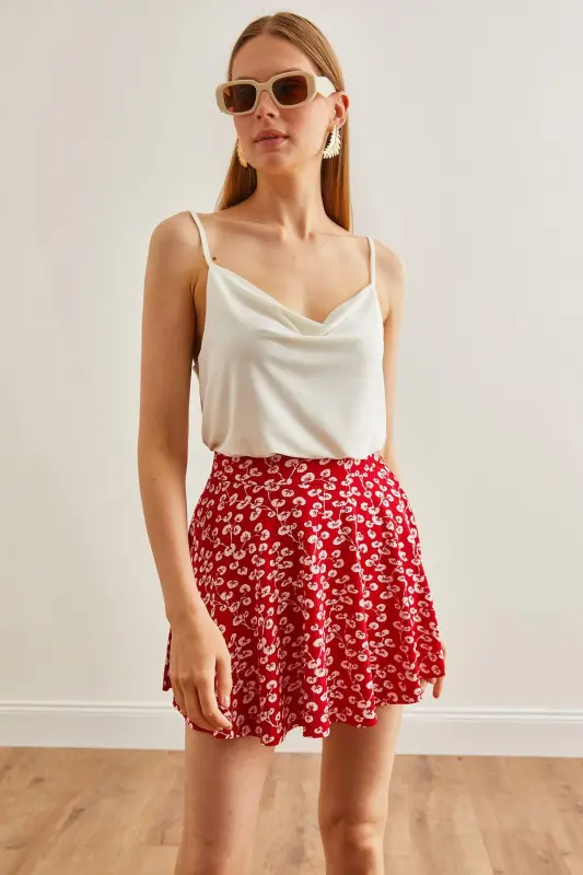 Woman Red Bud Shorts Cache-coeur Skirt ETK-19000 - 2