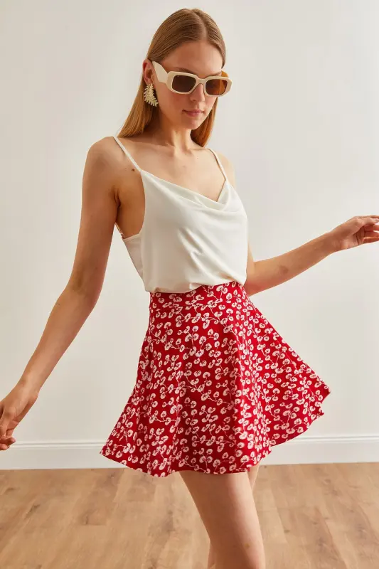 Woman Red Bud Shorts Cache-coeur Skirt ETK-19000 - 3