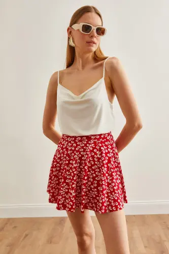 Woman Red Bud Shorts Cache-coeur Skirt ETK-19000 - 5