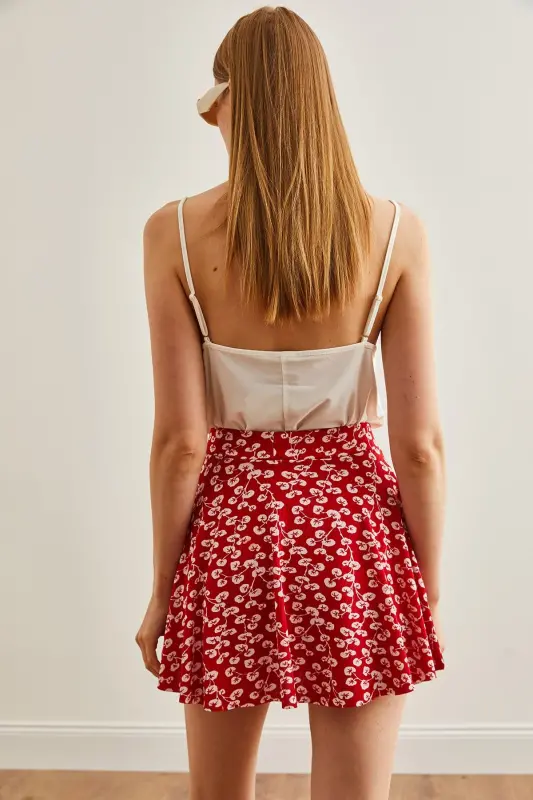 Woman Red Bud Shorts Cache-coeur Skirt ETK-19000 - 7