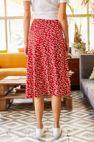 Woman Red Bud Wrap Skirt ETK-19000154-Red - OLALOOK (1)