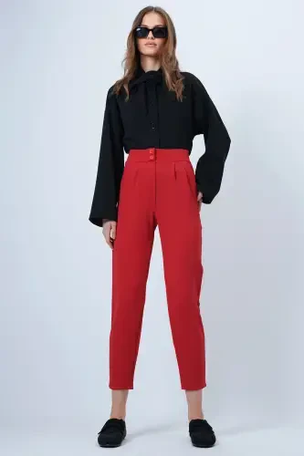 Woman Red High Waist Carrot Trousers ALC-X11148 - TREND ALAÇATI STILI (1)