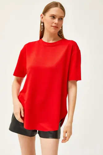 Woman Red Modal Buttoned Soft Textured Underwear - OLALOOK (1)