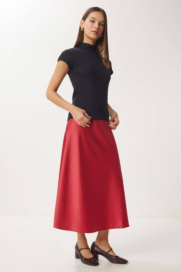 Woman Red Satin Surface Woven Skirt DP00224 - 3