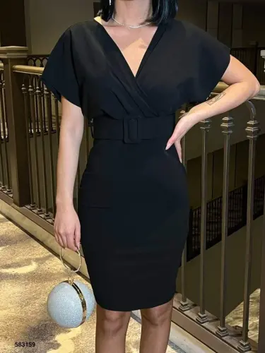 Woman Scuba Crepe V Neck And Back Detailed Dress - 4