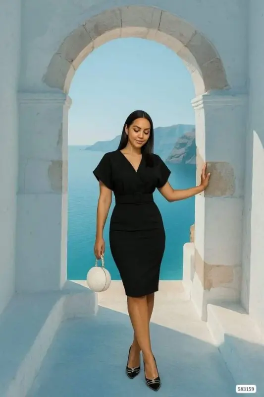 Woman Scuba Crepe V Neck And Back Detailed Dress - 6