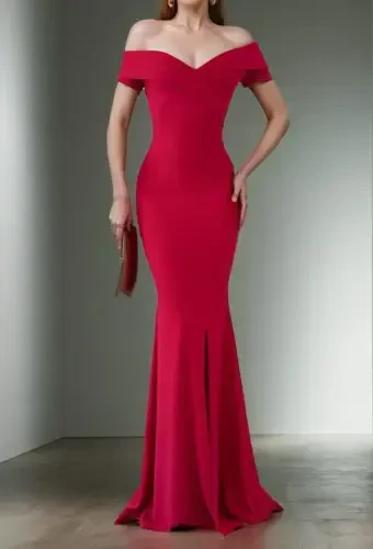 Woman Scuba Fabric Boat Neck And Decollete Detailed Dress - 1