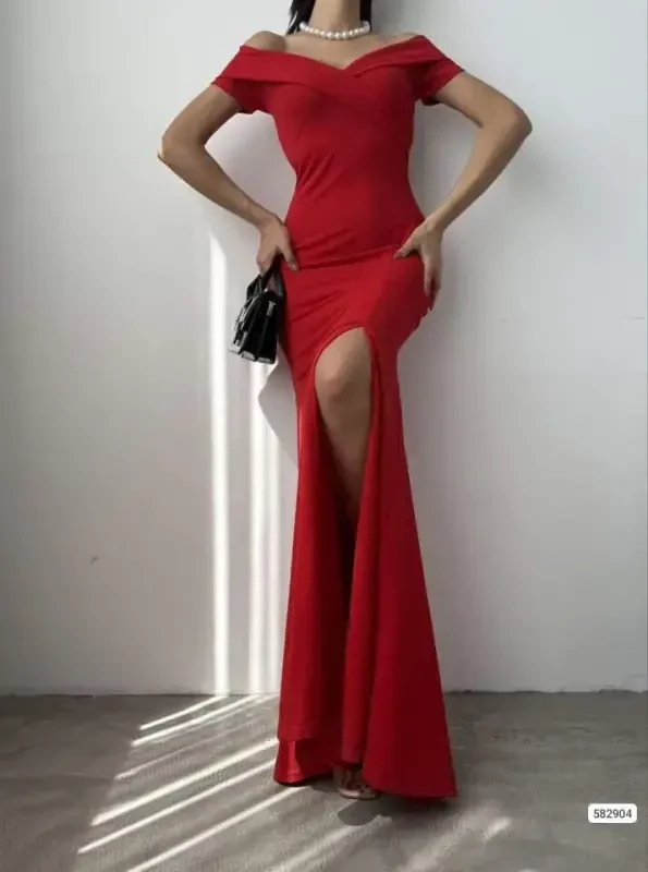 Woman Scuba Fabric Boat Neck And Decollete Detailed Dress - 3