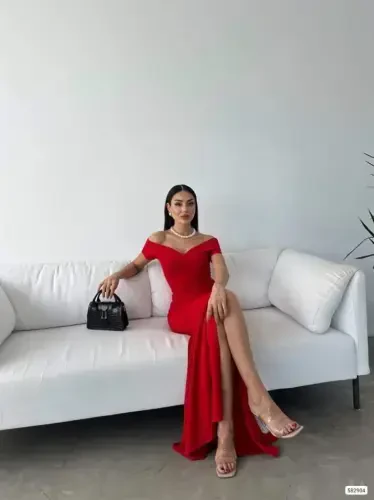 Woman Scuba Fabric Boat Neck And Decollete Detailed Dress - 6