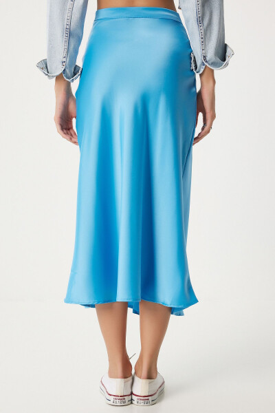 Woman Sky Blue Satin Surface Skirt FN03361 - 3