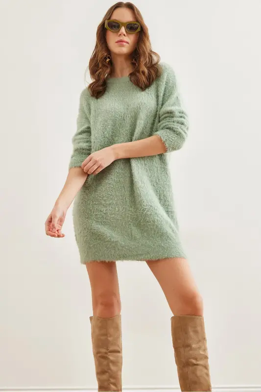 Woman Teal Crew Neck Soft Touch Sweater - OLALOOK