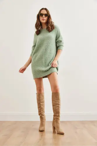 Woman Teal Crew Neck Soft Touch Sweater - 2