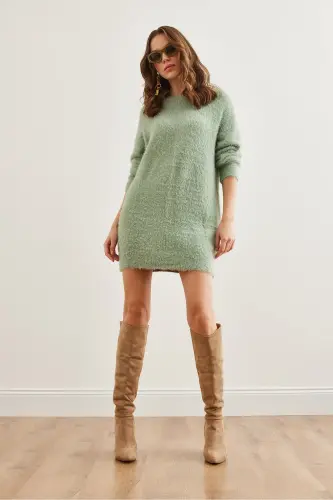 Woman Teal Crew Neck Soft Touch Sweater - 5
