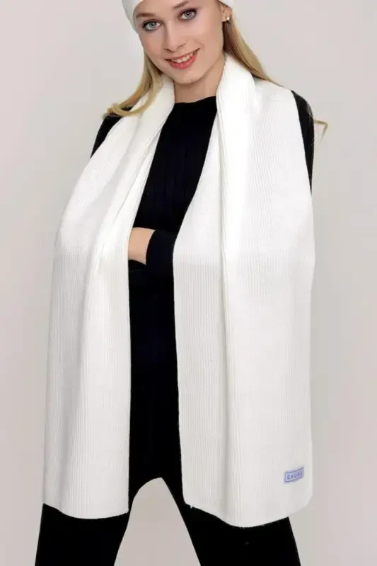 Woman Thessaloniki Knitted Scarf Ecru 22wk271-Ecru - 2