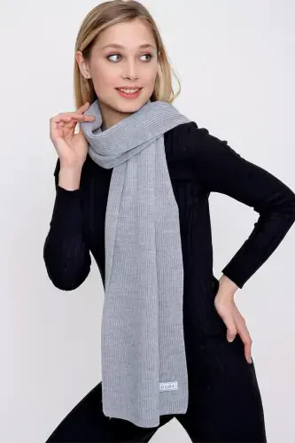 Woman Thessaloniki Knitted Scarf Grey 22wk271-Grey - 1