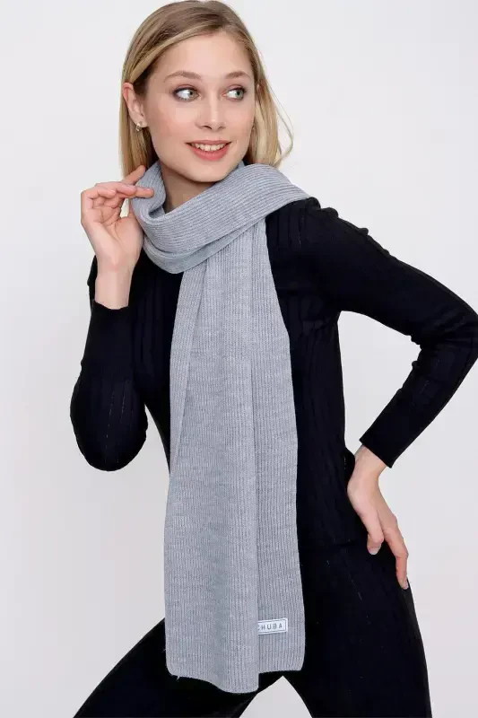 Woman Thessaloniki Knitted Scarf Grey 22wk271-Grey - 1