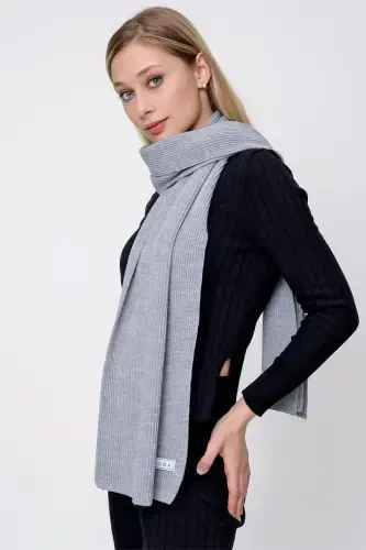 Woman Thessaloniki Knitted Scarf Grey 22wk271-Grey - CHUBA (1)