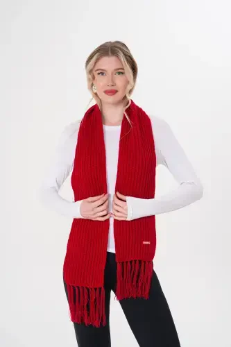 Woman Thessaloniki Knitted Scarf-Red - RITAGARCIA (1)
