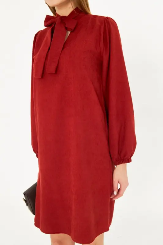 Woman Tile Collar Tie Sleeve Elasticated Arm - 3