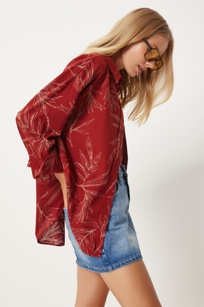 Woman Tile Pattern Poplin Shirt Modazone00064 - 3