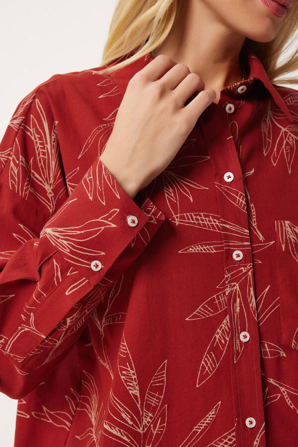 Woman Tile Pattern Poplin Shirt Modazone00064 - 4