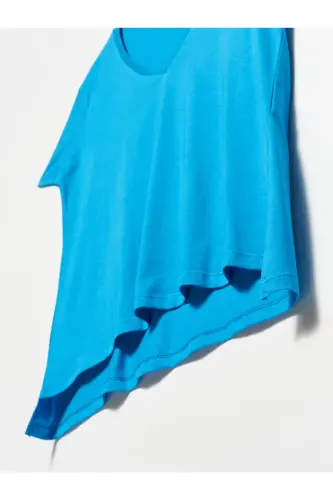 Woman V Neck Basic T-shirt 3470-Saks - DILVIN (1)