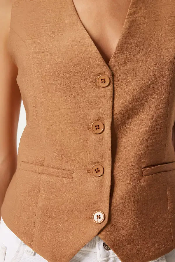 Woman V-Neck Stylish Ribbed Vest TO00067 - 4