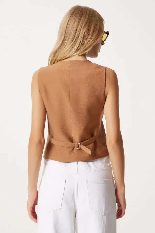 Woman V-Neck Stylish Ribbed Vest TO00067 - 5