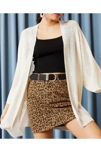 Woman White Bat Spring Cardigan HRK-19000057-WHITE - 3