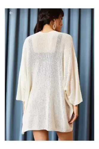 Woman White Bat Spring Cardigan HRK-19000057-WHITE - 4