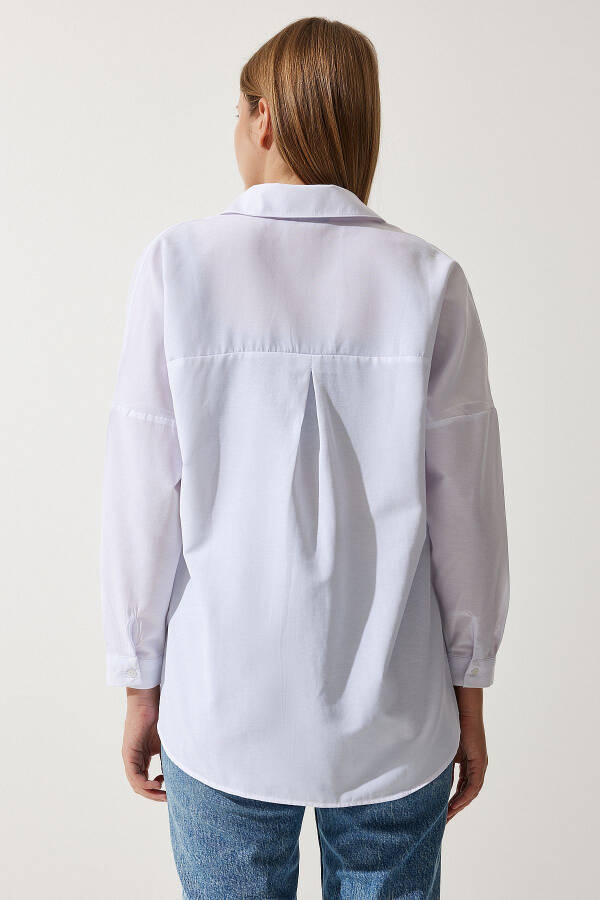 Woman White Oversize Long Basic Shirt DD00842 - 5