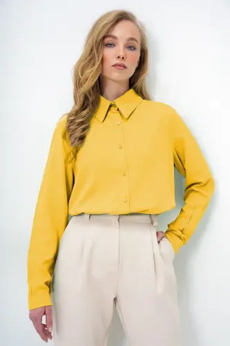Woman Yellow Basic Viscose Shirt ALC-X5442-YELLOW - TREND ALAÇATI STILI (1)