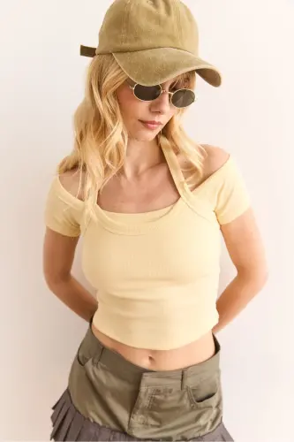Woman Yellow Design Flexible Cotton Blouse BLZ-19002968-S - 8