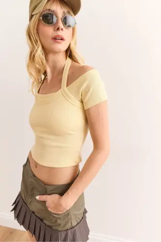 Woman Yellow Design Flexible Cotton Blouse BLZ-19002968-S - 4