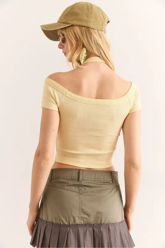 Woman Yellow Design Flexible Cotton Blouse BLZ-19002968-S - 7