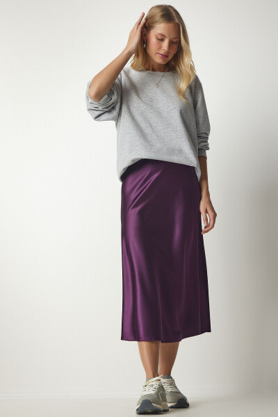 Woman's Purple Satin Surface Skirt DD01144 - 5