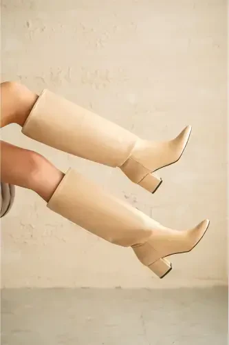 Women Akel Knee High Pull On Boots - Nude-Nude - MODAADAM (1)