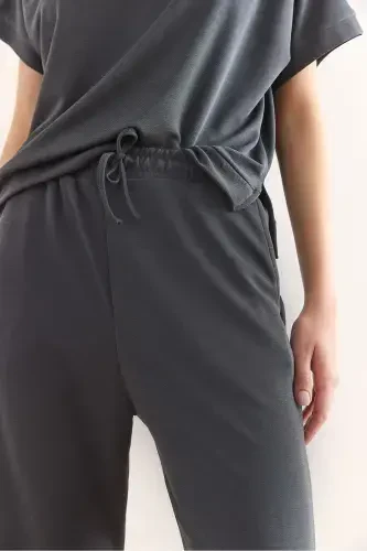 Women Anthracite Modal Top Blouse Bottom Pocketed Pants T - 5