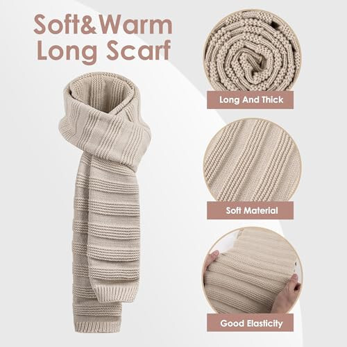 Women Beanie Hat Scarf Gloves Set Fleece Lined Winter Warm Hat Long Knit Scarf Touchscreen Gloves for Cold Weather - 4