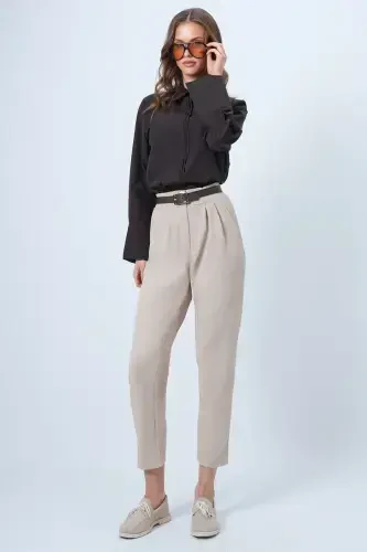 Women Beige High Waist Carrot Trousers ALC-X11148-BEJ - TREND ALAÇATI STILI (1)