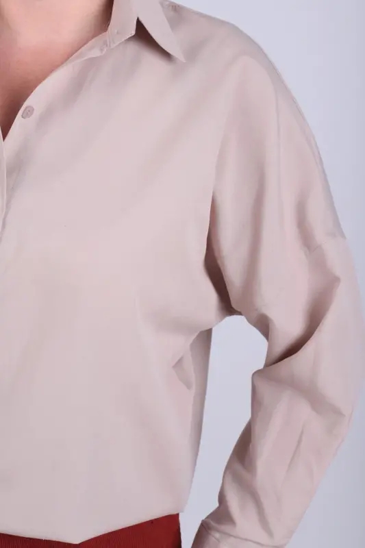 Women Beige Oversize Long Basic Shirt ARM-22Y001118 - 5