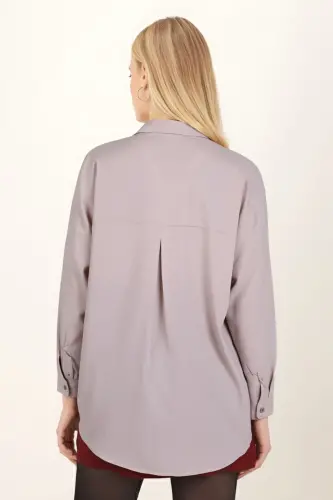 Women Beige Oversize Long Basic Shirt ARM-22Y001118 - 4